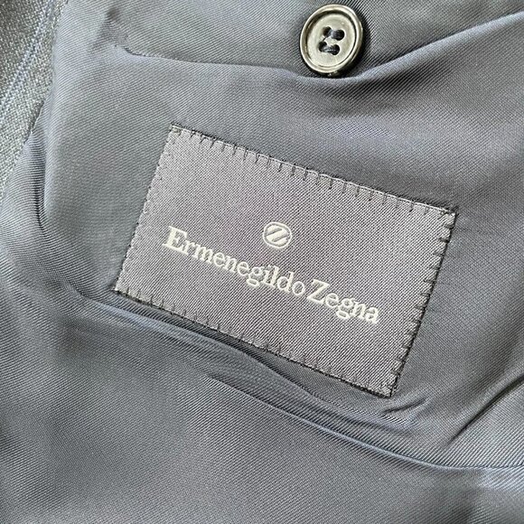Ermenegildo Zegna 100% Wool Men's Pin Stripe Blazer Suit Jacket - Large - Picture 6 of 7